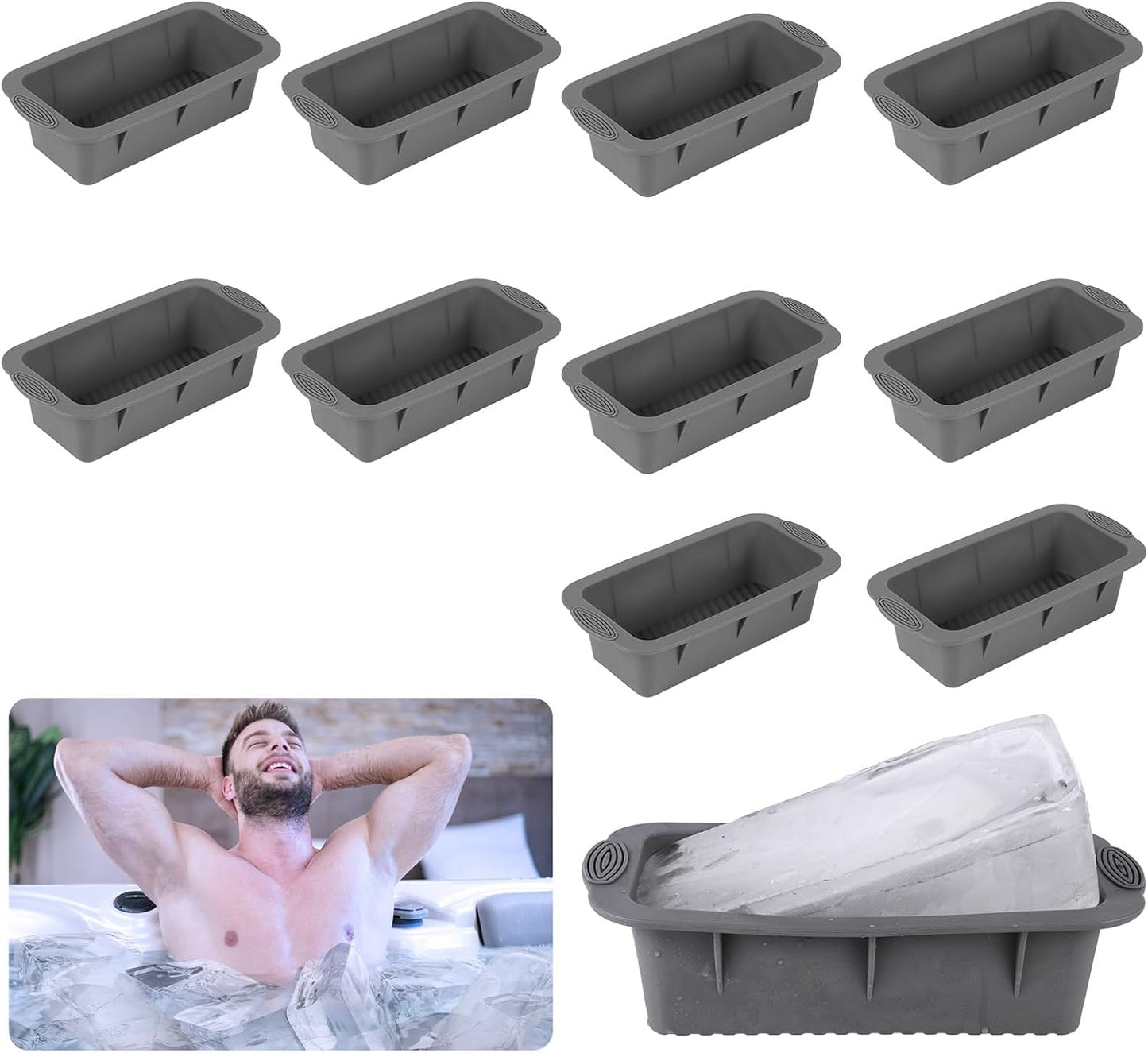 Molde hielo silicona 10 pzas 25lb para baño hielo atletas