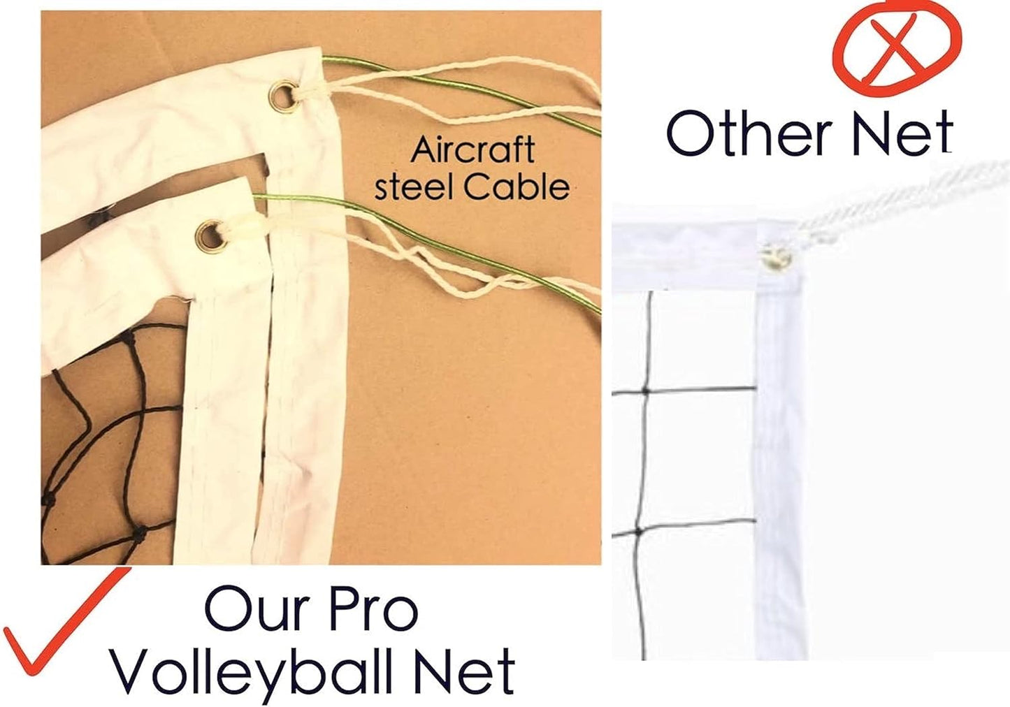 Red voleibol profesional con cable acero 32x3 pies