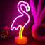 Letrero led neón flamenco rosa para dormitorio niñas con pedestal