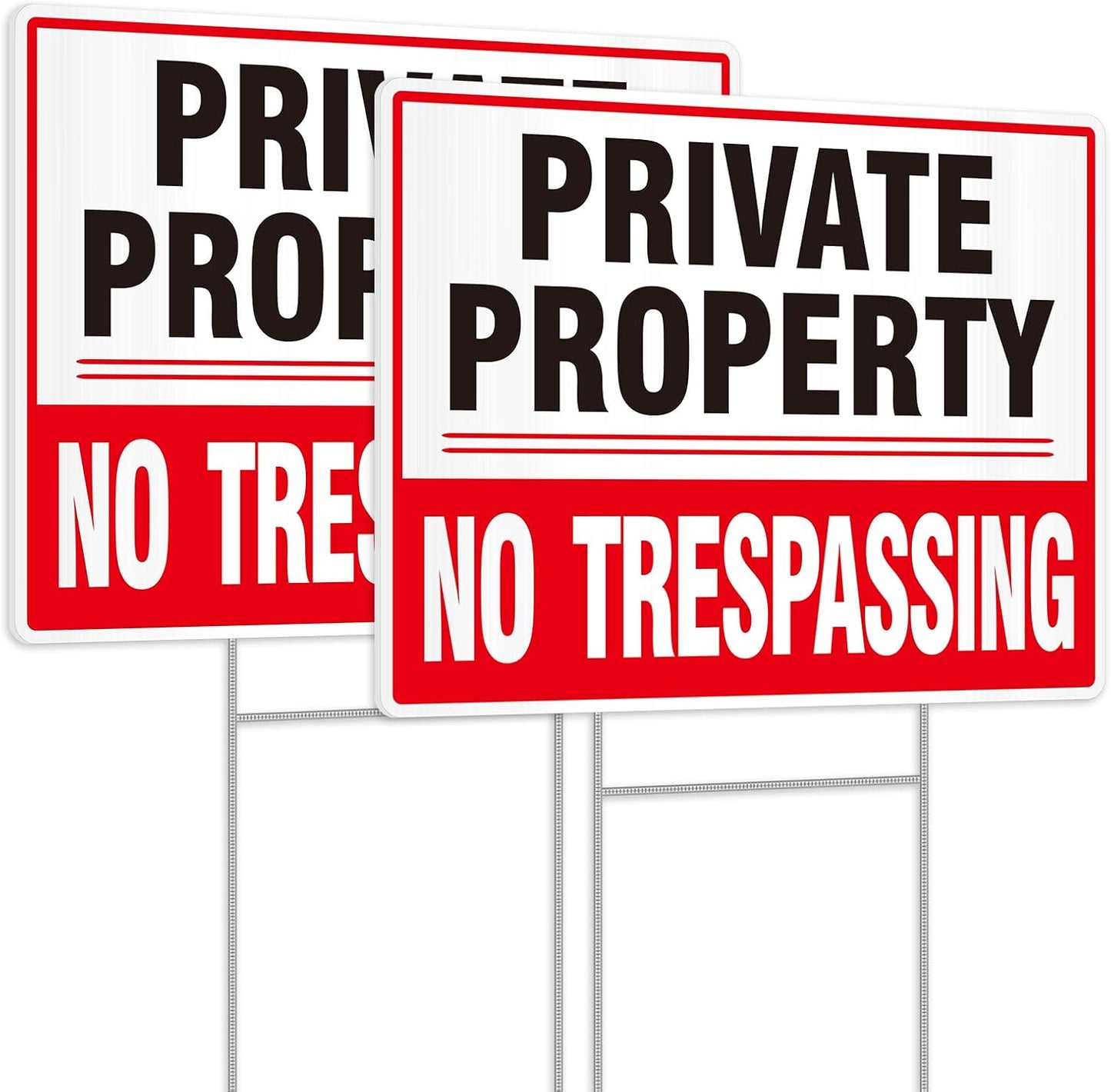 2 Carteles No Trespassing 12.6x9.5" Plástico Corrugado