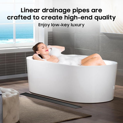 Drenaje ducha lineal acero inox 32pulg negro mate