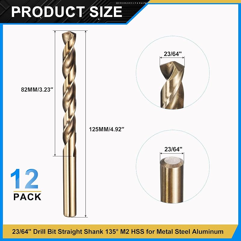 Broca Jobber M2 acero alta velocidad 23/64" 135° pack 12