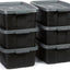 6 Pzas Contenedores Plástico Negro y Gris 10gal Apilables