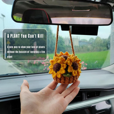 Adorno crochet para espejo coche estilo boho colgante verde