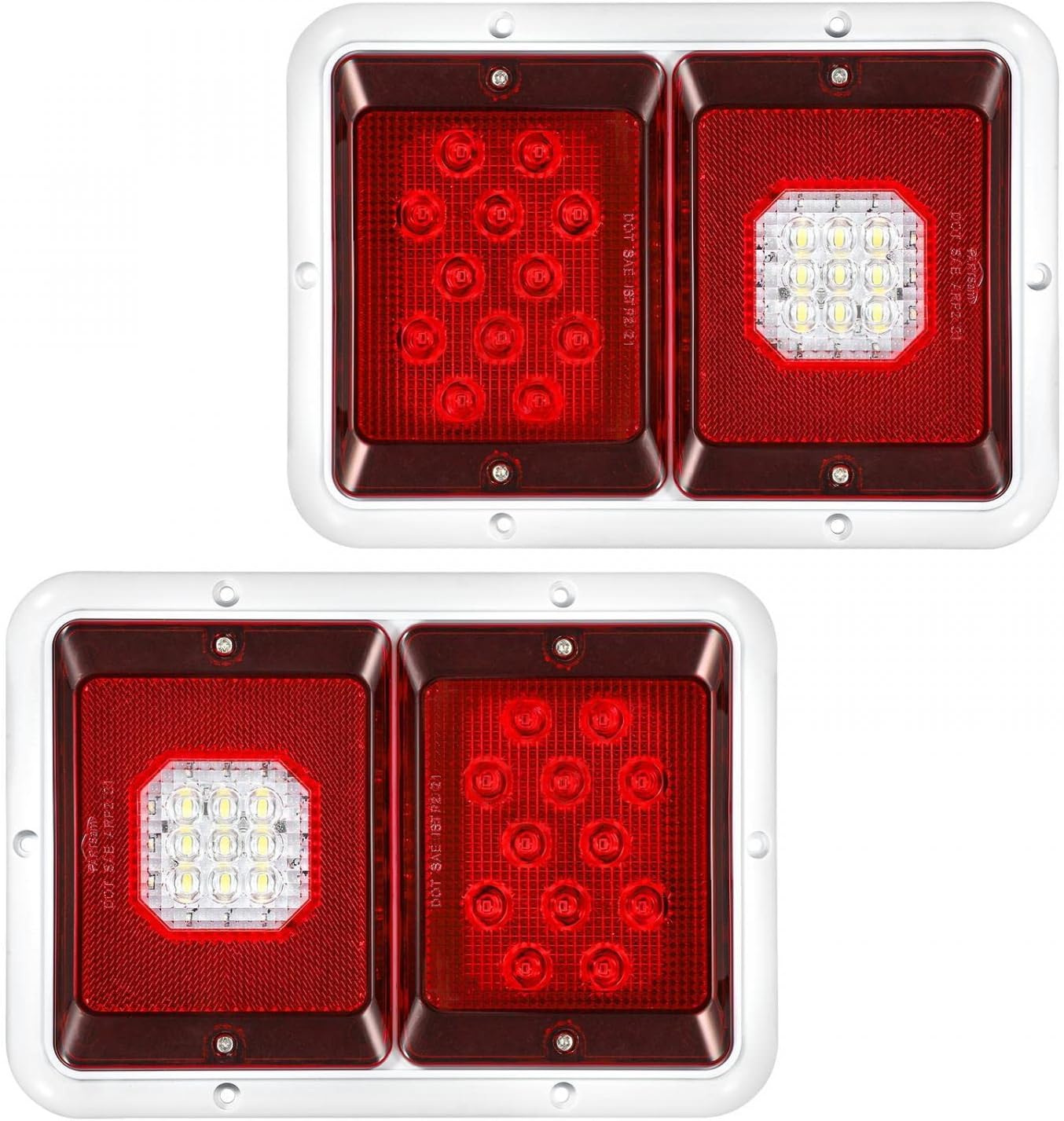 2 Luces traseras doble led 12v ip67 base blanca rv