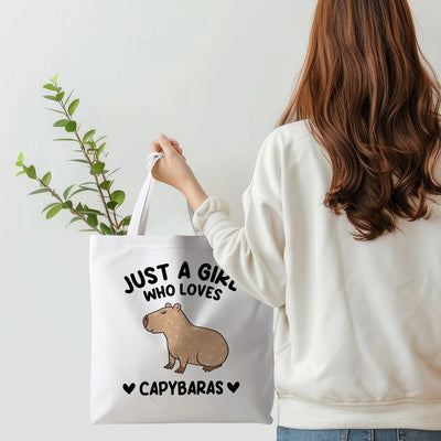 Bolsa de regalo para mujer y niña con texto en inglés Just a Girl Who Loves Capybaras
