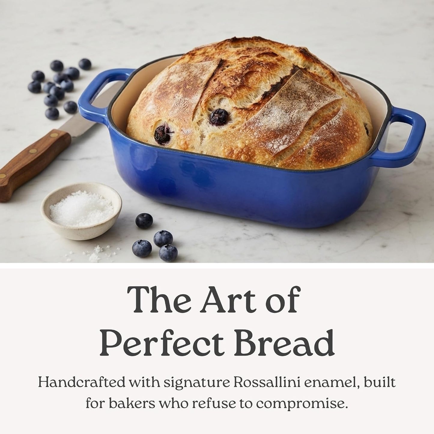 Horno rectangular hierro fundido esmaltado 6qt con tapa azul