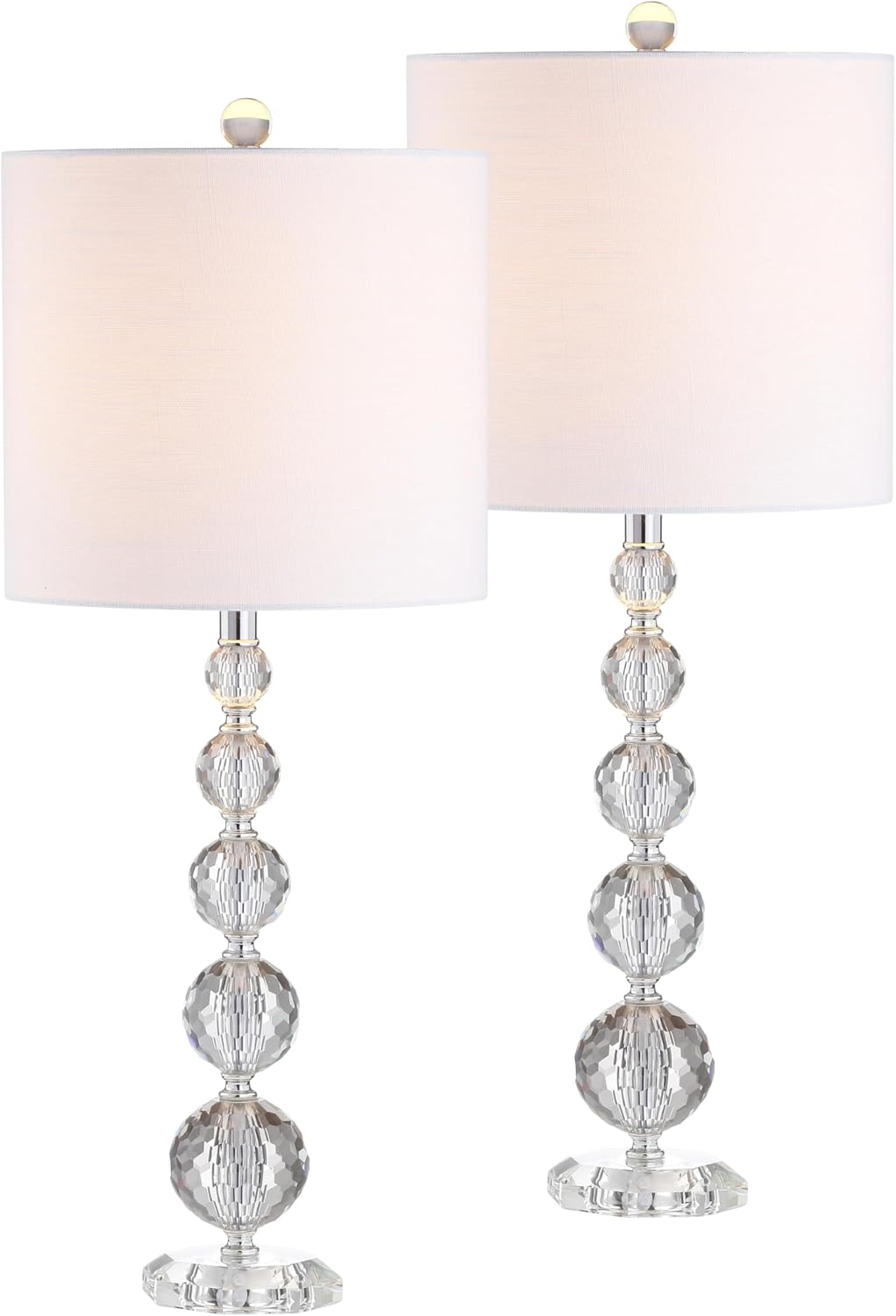 2 Lámparas Mesa Cristal 28.5pulg Modernas Cromadas Sala
