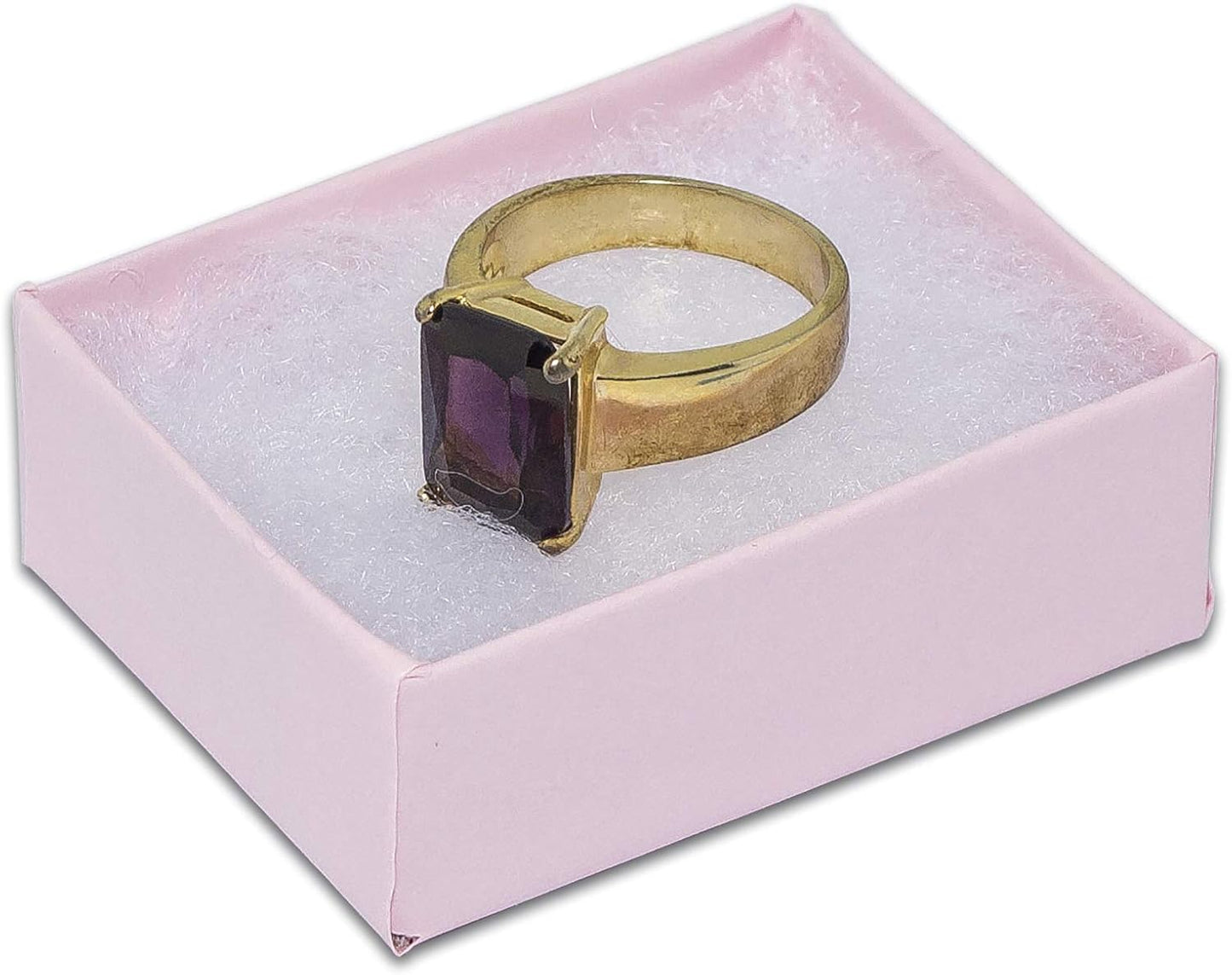 100 Cajas Joyería Rellenas Algodón Rosa Surtido
