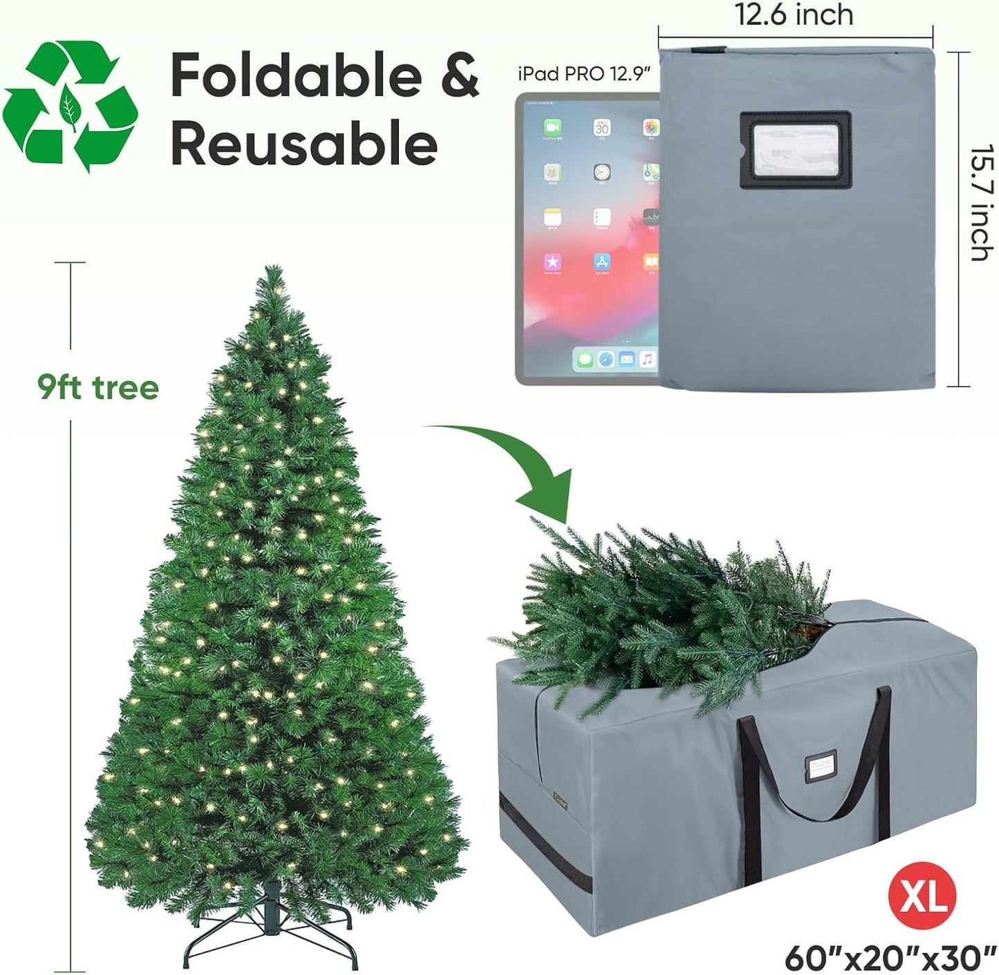 Bolsa almacenamiento árbol Navidad 9ft tela Oxford 900D