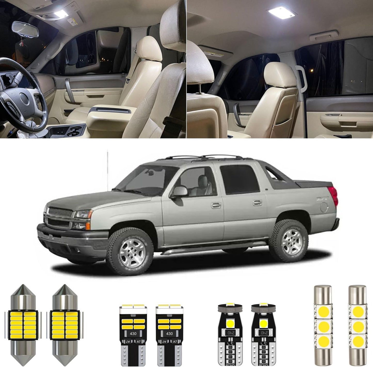 Kit 20 Luces LED Avalancha Blanca 6000K para Chevy Avalanche