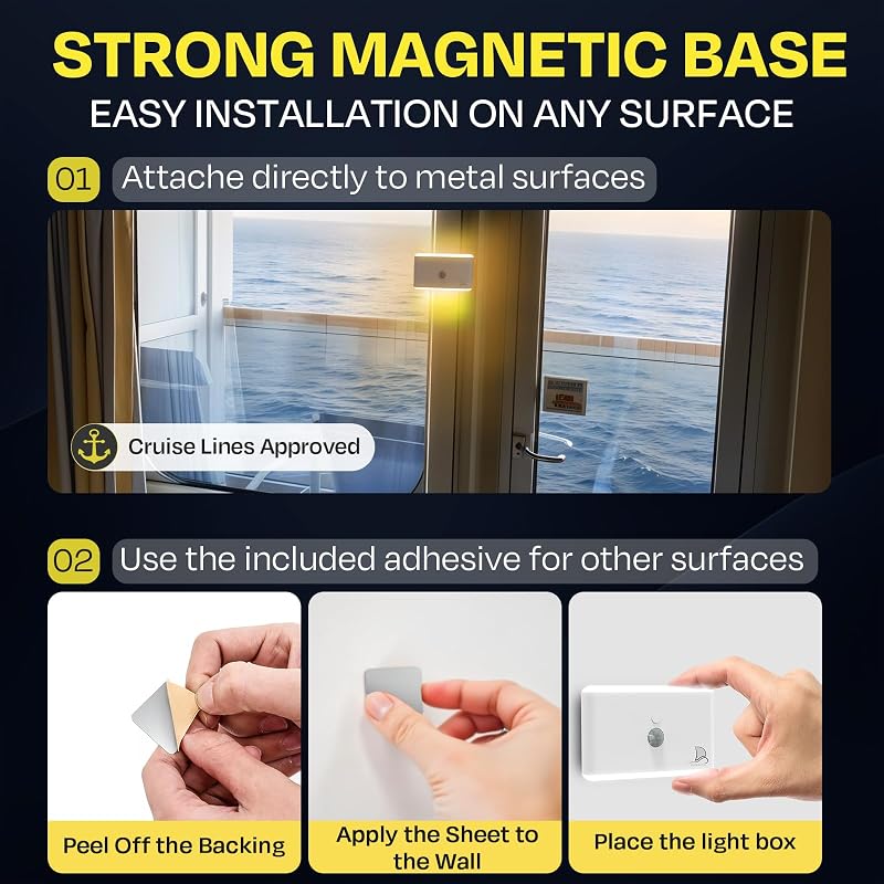 Luz nocturna magnética sensor movimiento cabina crucero