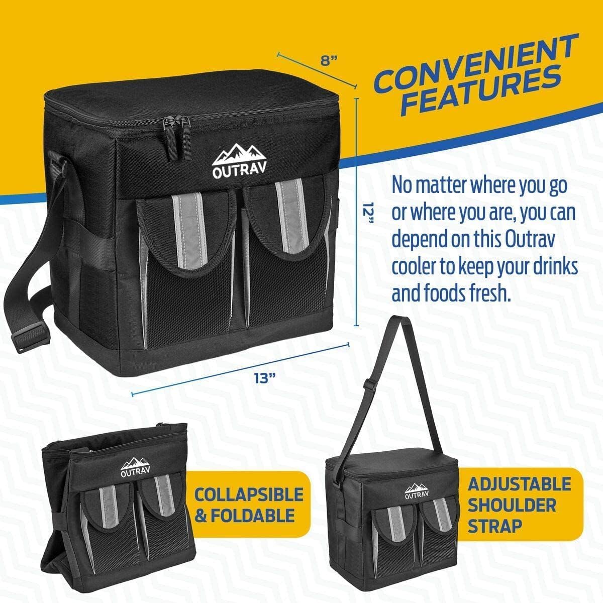 Bolsa enfriadora aislada 30 latas plegable camping picnic