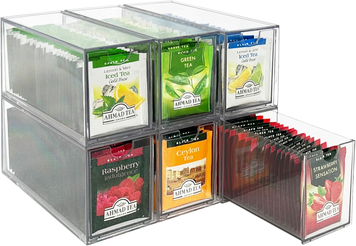 Organiz. 6 cajones plástico transparente para saquitos té