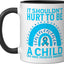 Taza cerámica para conciencia sobre abuso infantil negro/blanco