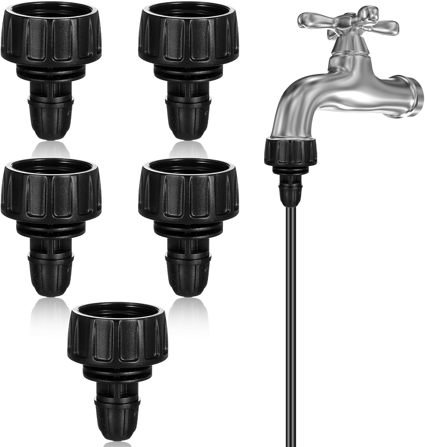5 Pack Tubos Riego Goteo 1/4pulg Conectores Manguera 3/4pulg
