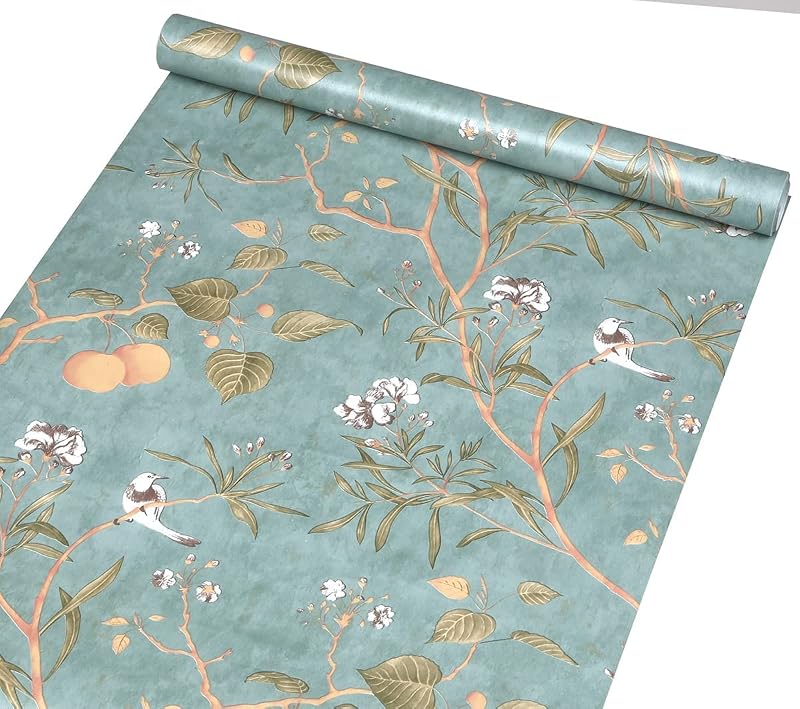 Papel tapiz vintage autoadhesivo diseño pájaros botánicos