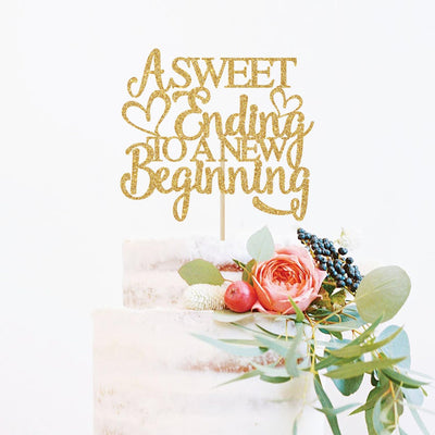 Decoración boda purpurina dorada para tartas