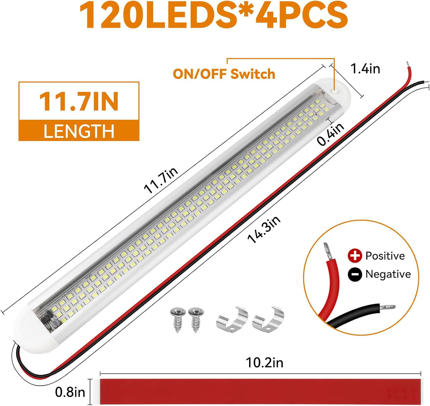 Barra luz LED interior 12V 1800lm con interruptor