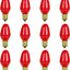 12 Bombillas Incandescentes E12 Base Candelabro Rojo