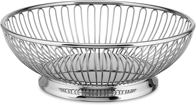Cesta redonda alambre color plata 8"