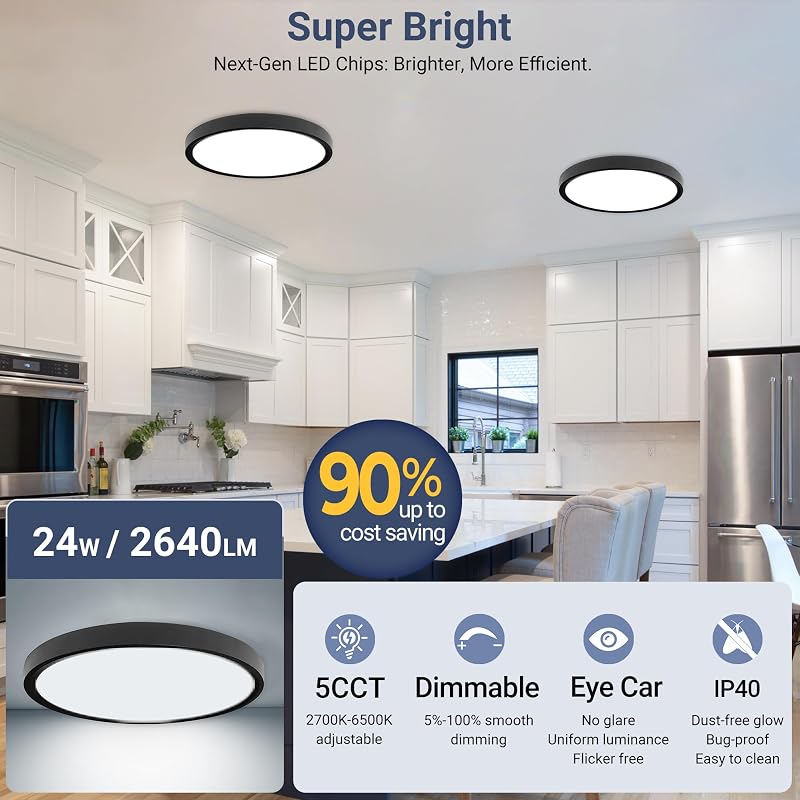 6 Lámparas LED Techo 12" 24W Regulables 5 CCT