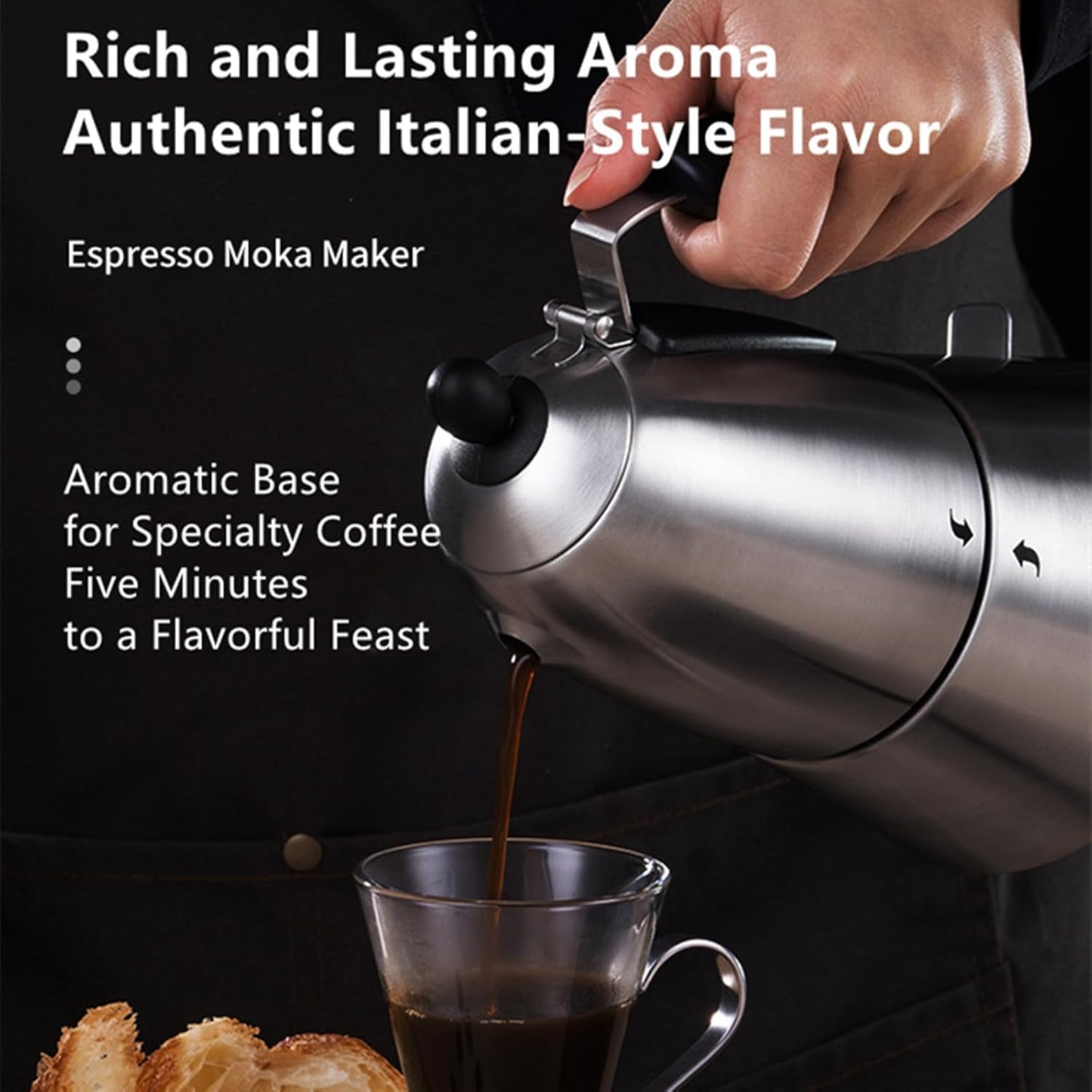 Cafetera eléctrica Moka acero inox con termostato STRIX