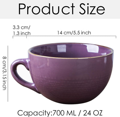 Taza Cerámica Grande Violeta 24oz 700ml con Asa