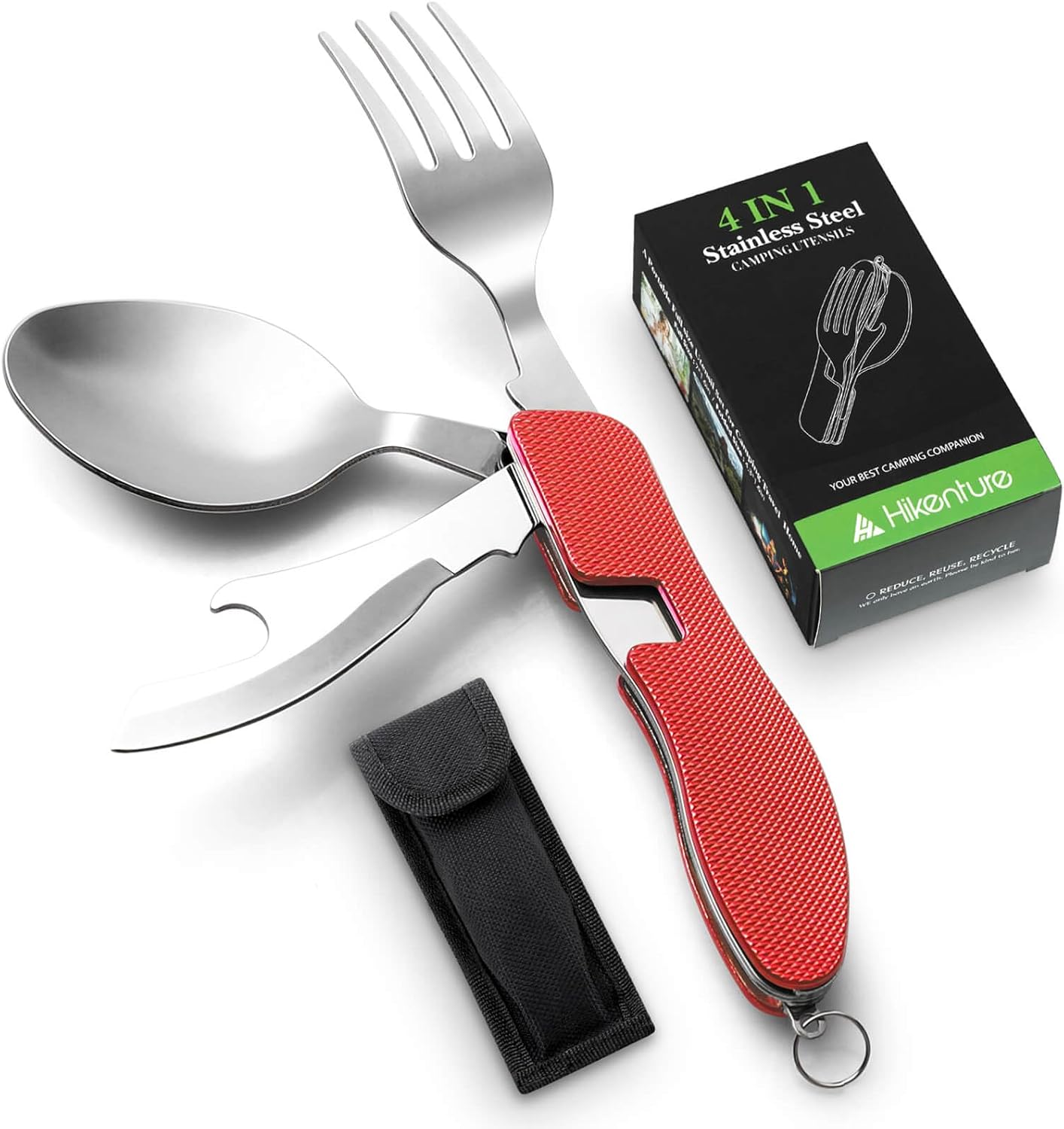 Utensilios campamento 4en1 acero inox con funda