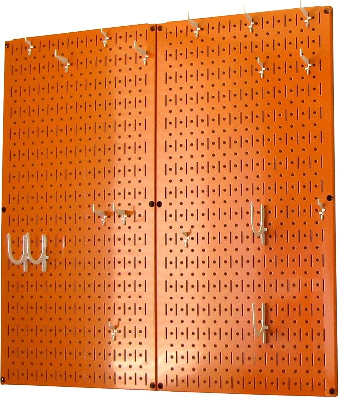 Organiz. tablero clavijas cocina ollas sartenes naranja
