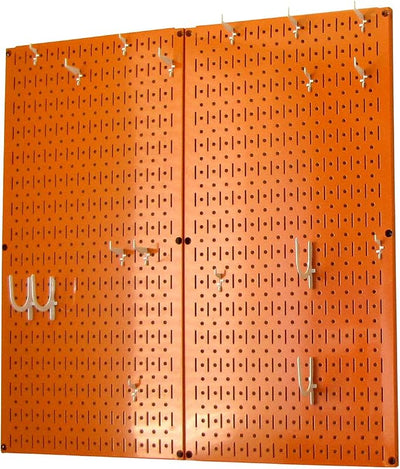 Organiz. tablero clavijas cocina ollas sartenes naranja