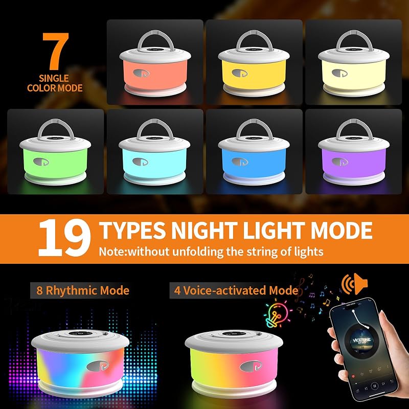Luces cadena RGB retráctiles 3en1 32.8pies 19 modos