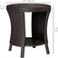 Mesa auxiliar ratán 18" 2 niveles jardín marrón