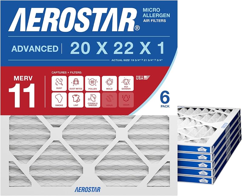 Filtro aire MERV 11 pack 6 para AC y horno 1" Blanco