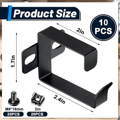 10 Ganchos Anillo D para Rack Servidor Organiz. Cables Negro
