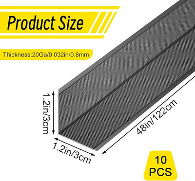Protector esquina pared aluminio negro 1.2x1.2x48" 10 Uds