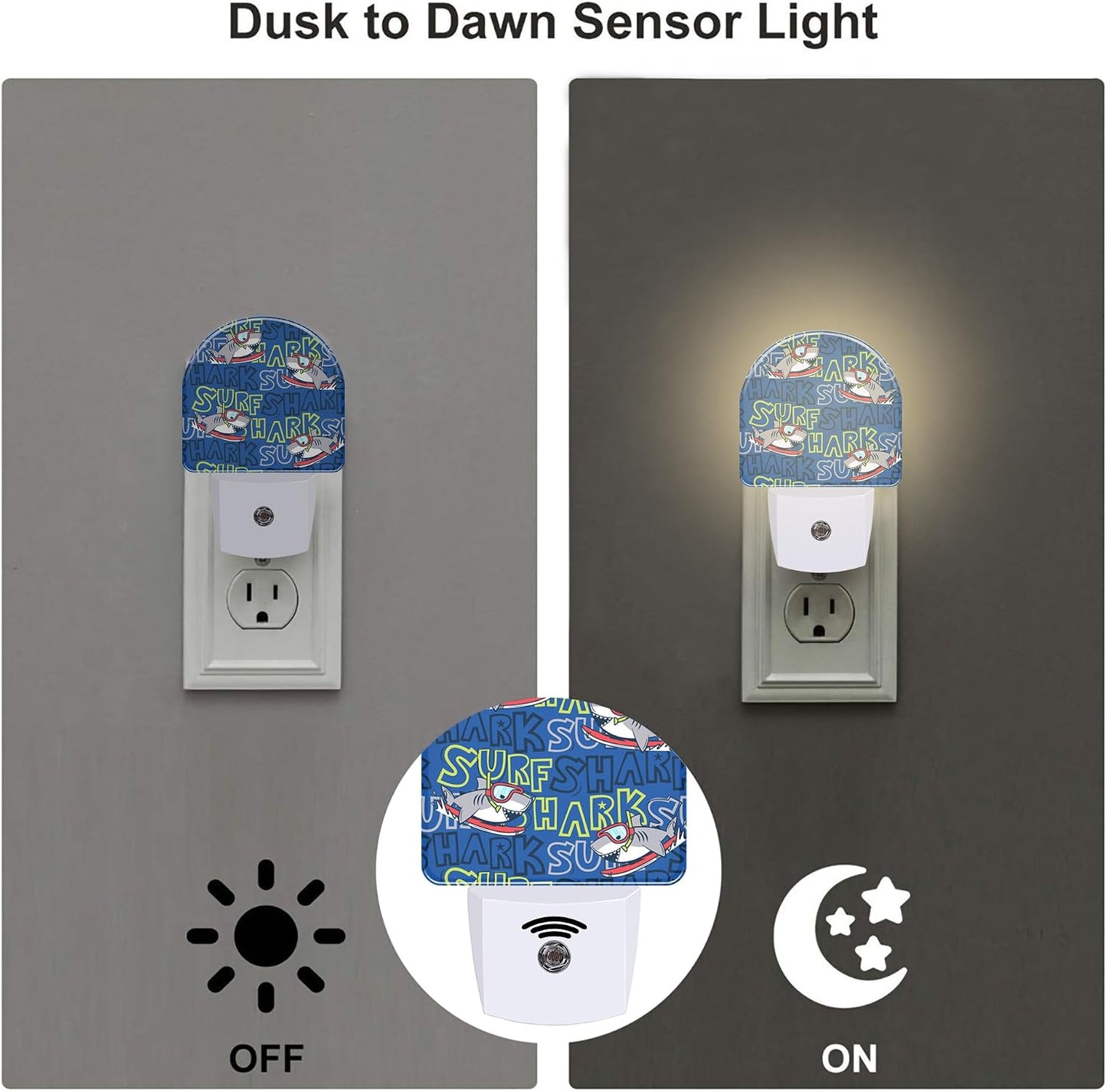 Luz nocturna tiburón dibujos animados con enchufe 0.5w