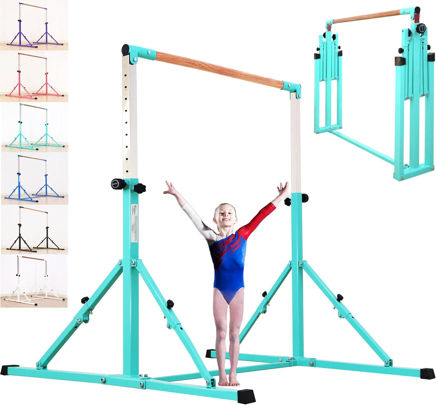 Set barra gimnasia 4-5 pies ajustable para niños