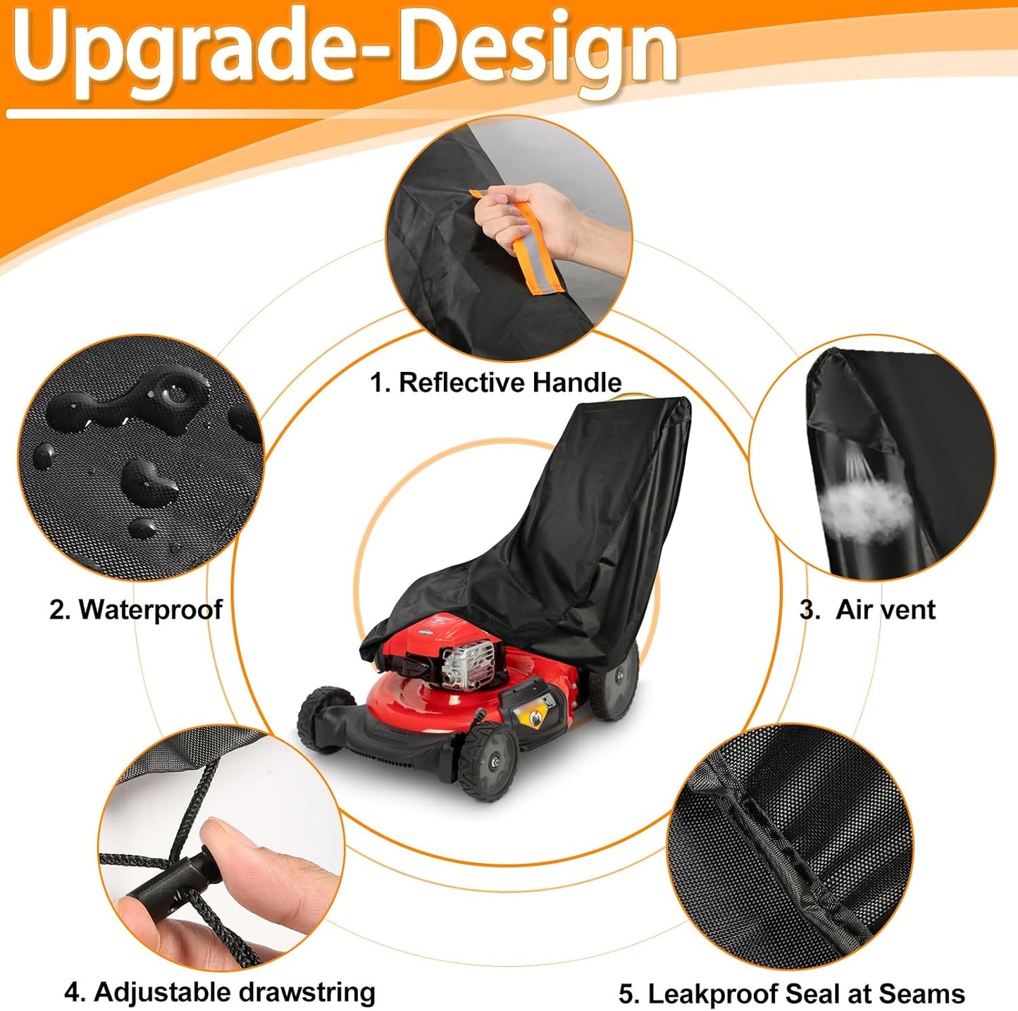 Cubierta cortacésped impermeable poliéster 420D Oxford negro