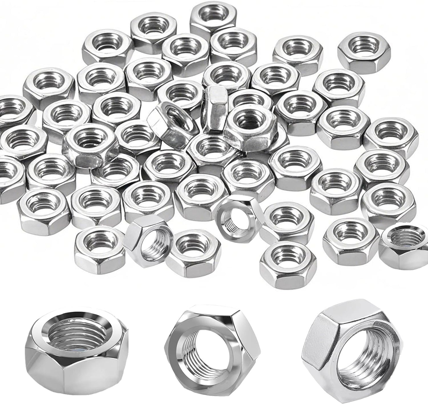 70 Pzas Tuercas Hex M6-1.0 Acero Inox 304 DIN 934