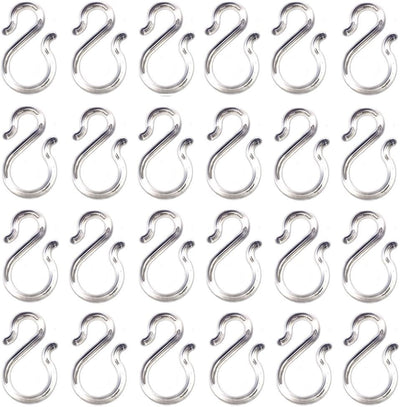 24 Ganchos S Plástico Transparente 1.7"