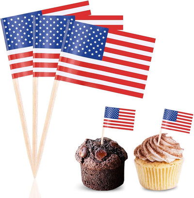 100 Pzas Bandera Palillo Dientes 4 Julio Decoración Cupcakes