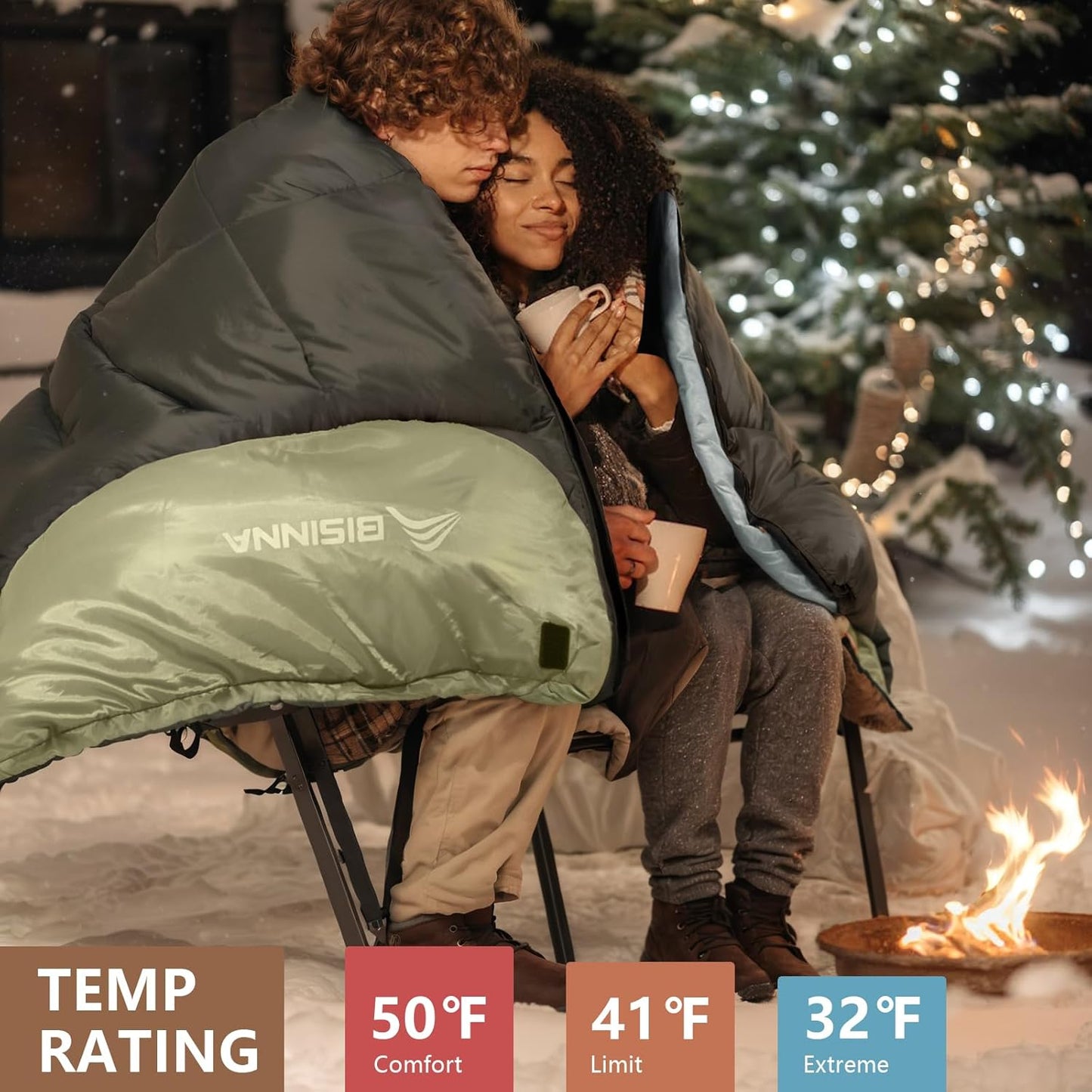 Bolsa dormir doble Queen para acampar clima frío