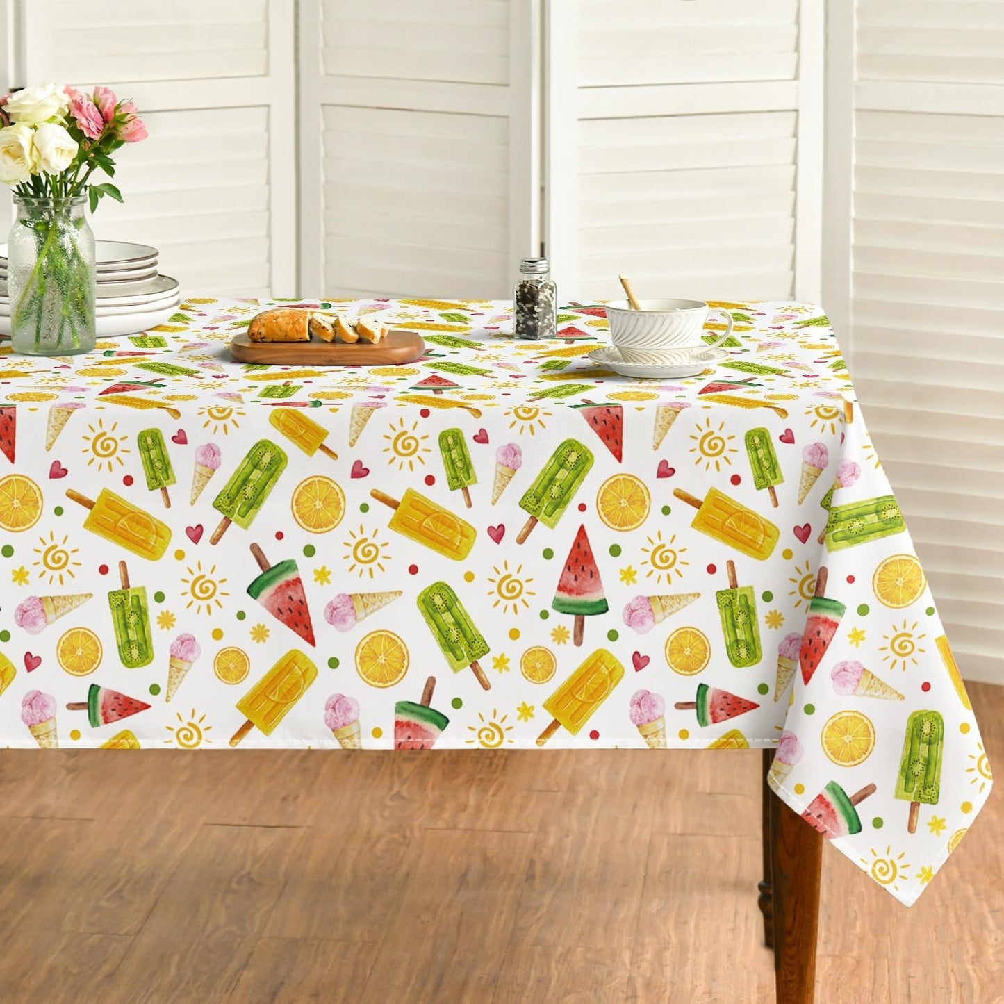 Mantel rectangular verano 52x70pulg diseño tropical bambú
