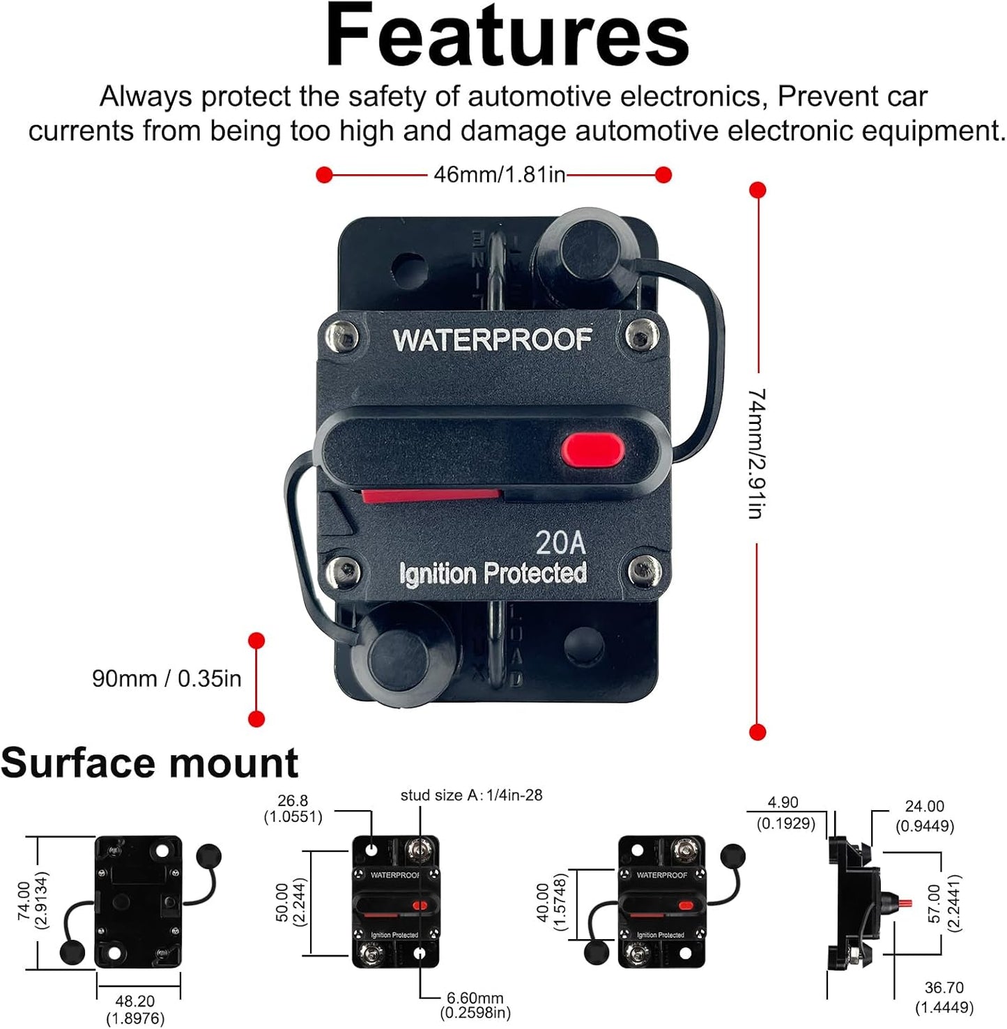 Interruptor 20A 12-48V DC para motor barco
