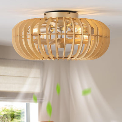 Ventilador techo madera 20pulg luces control remoto perfil bajo