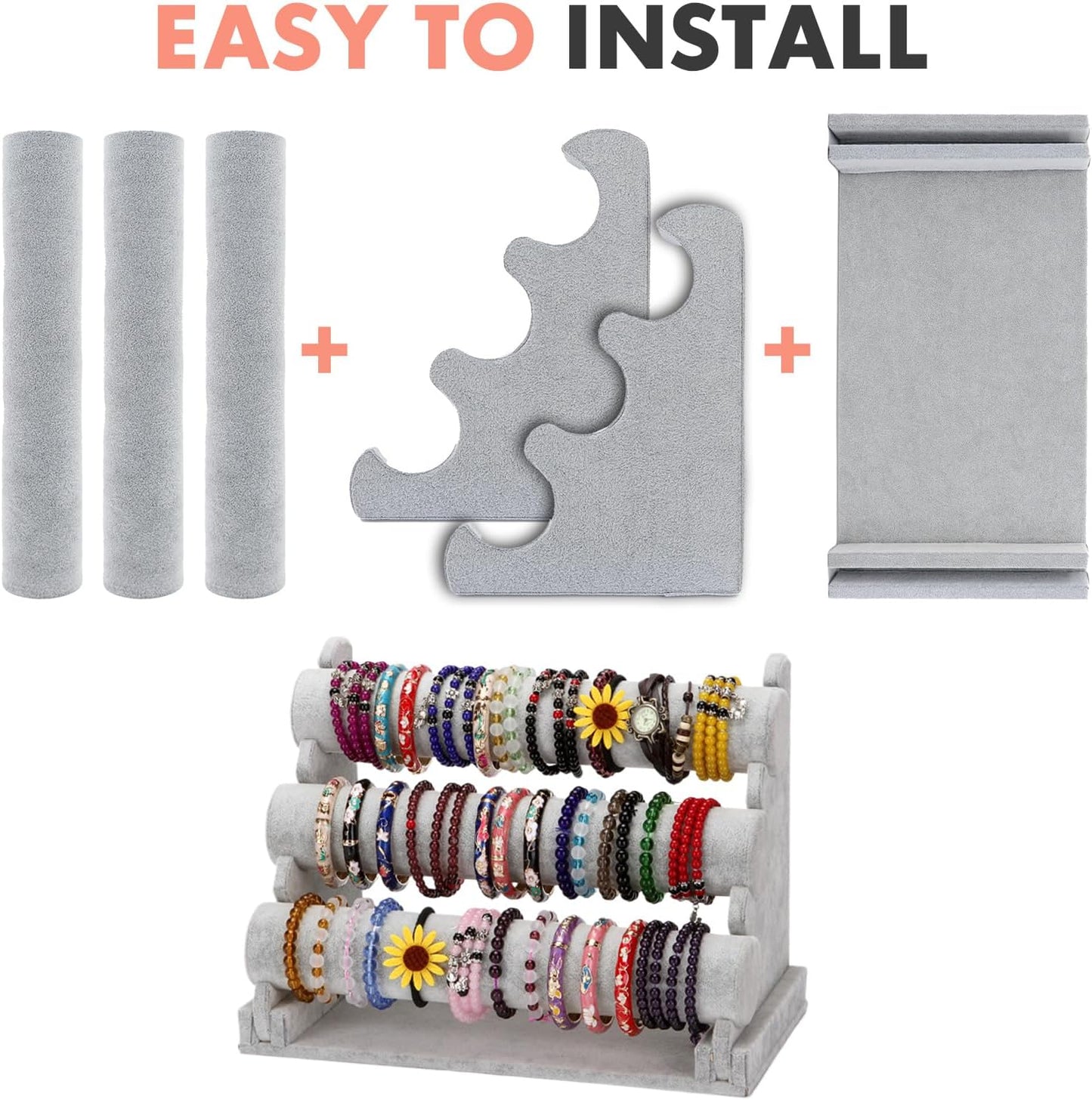 Soporte terciopelo 3 niveles para collares relojes
