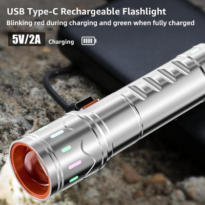 Linterna LED recargable EDC 5 modos zoom uso diario