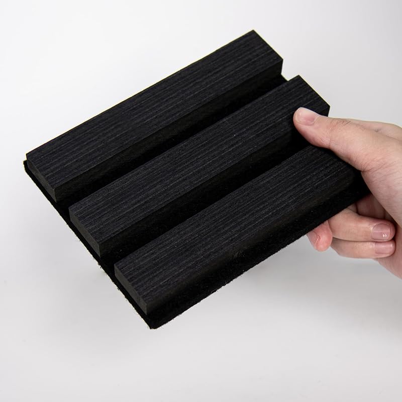 Paneles acústicos madera listones insonorizado negro clásico