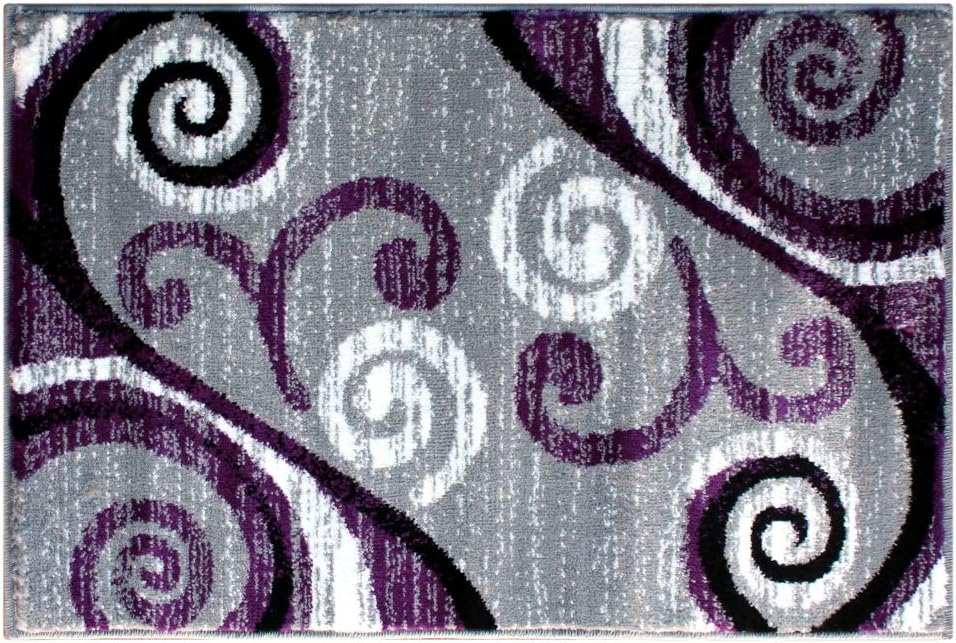 Alfombra área moderna 2x3ft morado gris blanco negro